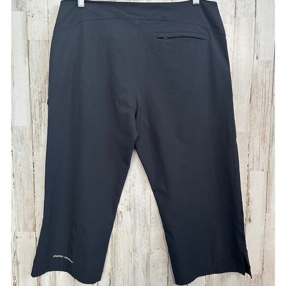 Under Armour Golf Pants 12 Womens Black Crop Straight Leg Hike Water Resistant - Picture 2 of 13